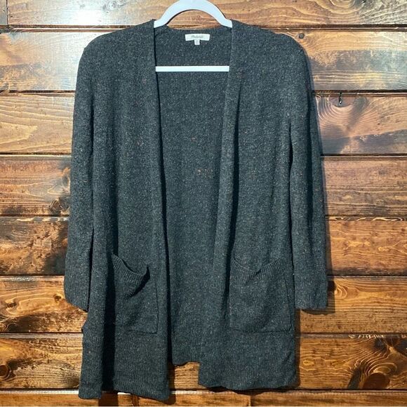 Madewell Black W/ Red Specks Wool Blend Open Front Cardigan Women's Size XXS - Picture 3 of 12
